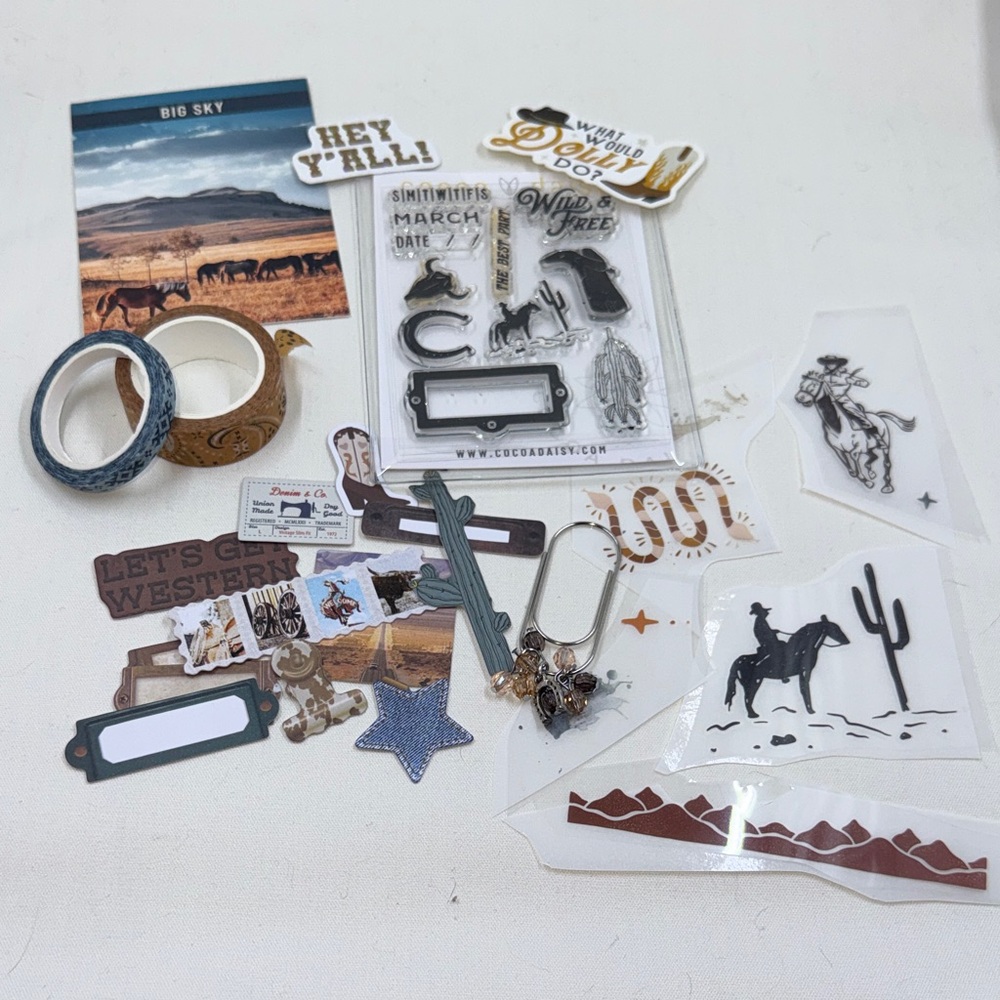 Cocoa Daisy *used Western Cowboy Craft Sticker March Memory Kit - 25+ pcs - Picture 9 of 10
